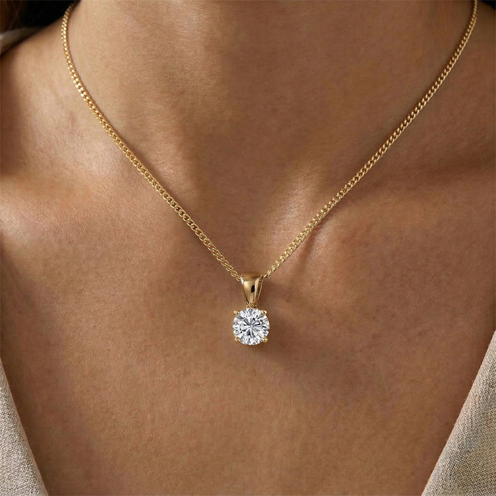 Moissanite Solitaire Pendant with Chain (Size 18) in Yellow Gold Plated Sterling Silver 1.00 Ct. 4459292 2