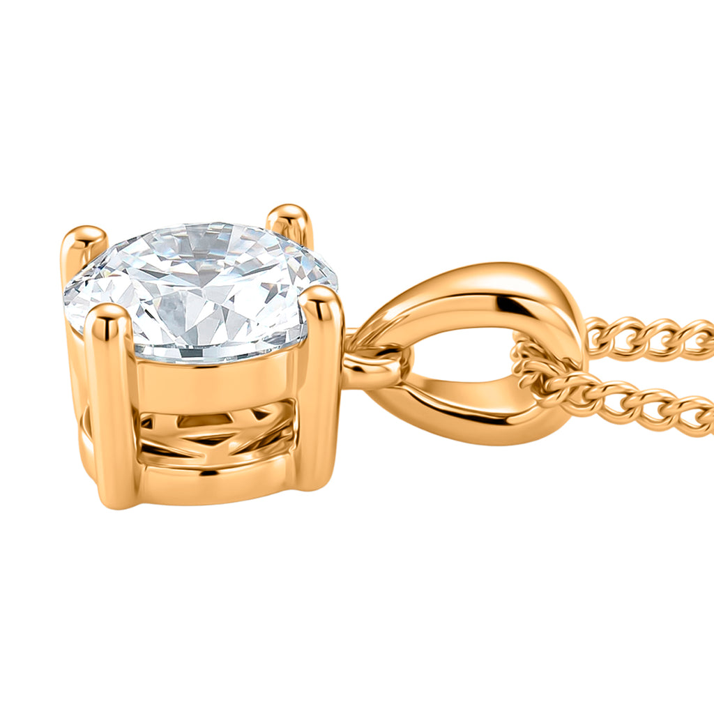 Moissanite Solitaire Pendant with Chain (Size 18) in Yellow Gold Plated Sterling Silver 1.00 Ct._4459292_3