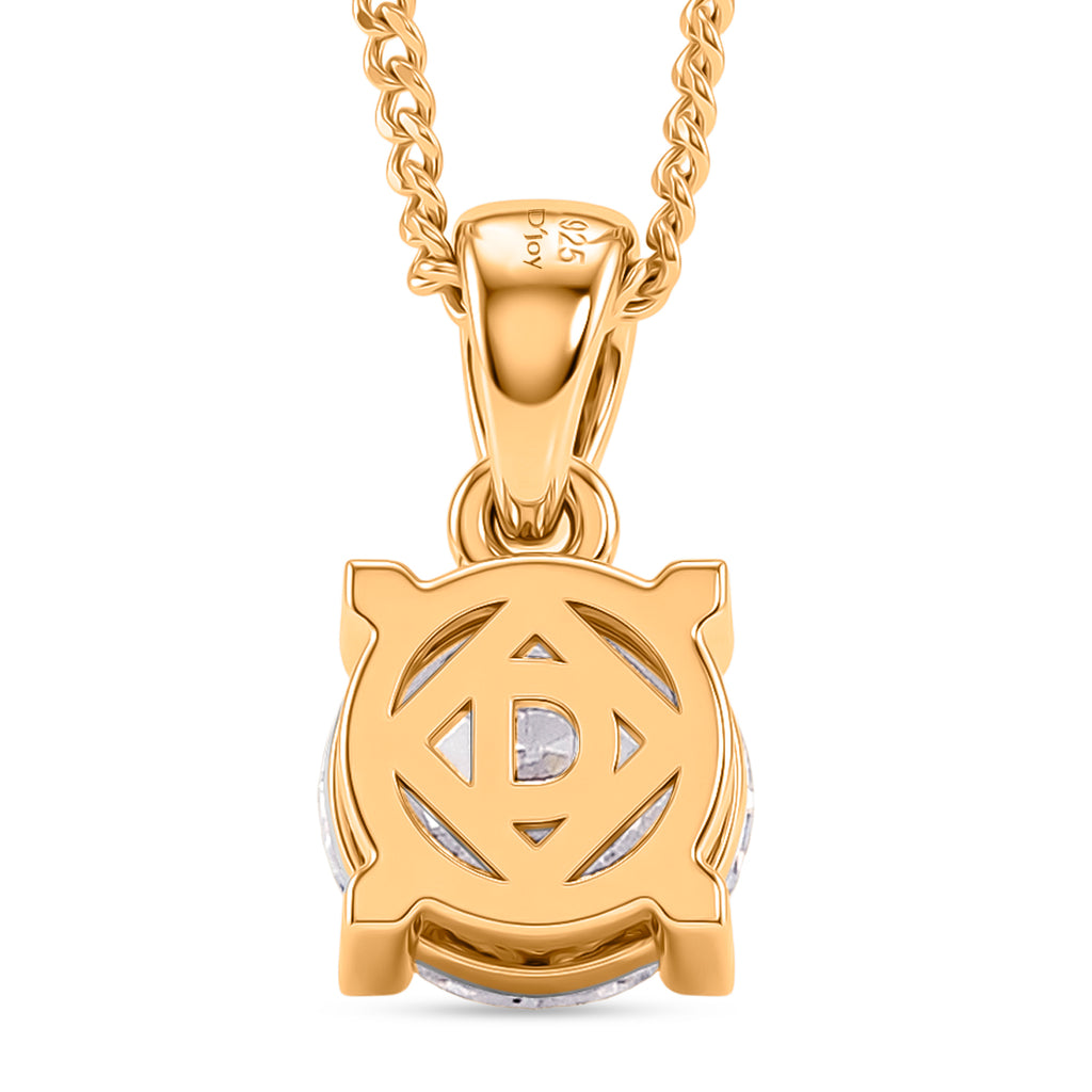 Moissanite Solitaire Pendant with Chain (Size 18) in Yellow Gold Plated Sterling Silver 1.00 Ct._4459292_4