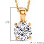 Moissanite Solitaire Pendant with Chain (Size 18) in Yellow Gold Plated Sterling Silver 1.00 Ct._4459292_6