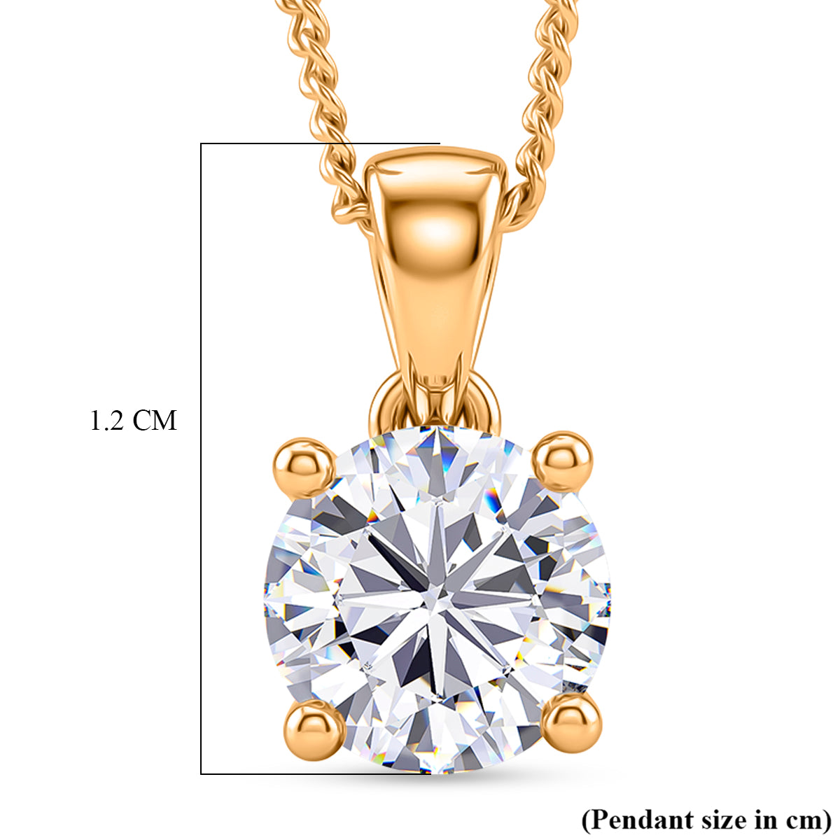 Moissanite Solitaire Pendant with Chain (Size 18) in Yellow Gold Plated Sterling Silver 1.00 Ct. V32556863 7