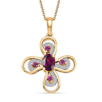 D'Joy Rhodolite Garnet & White Zircon Pendant with Chain (Size 20)  in Yellow Gold Plated Sterling Silver 1.55 Ct._4459608