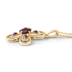 D'Joy Rhodolite Garnet & White Zircon Pendant with Chain (Size 20)  in Yellow Gold Plated Sterling Silver 1.55 Ct._4459608_3