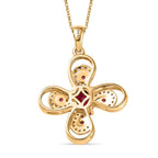 D'Joy Rhodolite Garnet & White Zircon Pendant with Chain (Size 20)  in Yellow Gold Plated Sterling Silver 1.55 Ct._4459608_4