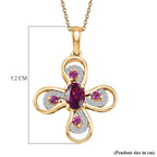 D'Joy Rhodolite Garnet & White Zircon Pendant with Chain (Size 20)  in Yellow Gold Plated Sterling Silver 1.55 Ct._4459608_5