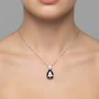 D'Joy Mystic Topaz & White Zircon Pear Cut Solitaire Pendant with Chain (Size 20) in Rhodium Overlay Sterling Silver 7.90 Ct._4459964_1