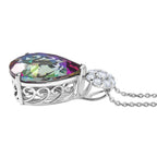 D'Joy Mystic Topaz & White Zircon Pear Cut Solitaire Pendant with Chain (Size 20) in Rhodium Overlay Sterling Silver 7.90 Ct._4459964_3