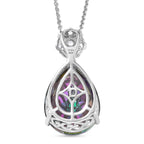 D'Joy Mystic Topaz & White Zircon Pear Cut Solitaire Pendant with Chain (Size 20) in Rhodium Overlay Sterling Silver 7.90 Ct._4459964_4