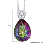 D'Joy Mystic Topaz & White Zircon Pear Cut Solitaire Pendant with Chain (Size 20) in Rhodium Overlay Sterling Silver 7.90 Ct._4459964_5