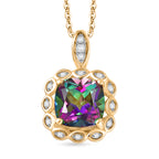 D'Joy Mystic Topaz & White Zircon Pendant with Chain (Size 20) in Yellow Gold Plated Sterling Silver 2.88 Ct._4459976