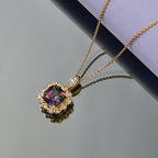 D'Joy Mystic Topaz & White Zircon Pendant with Chain (Size 20) in Yellow Gold Plated Sterling Silver 2.88 Ct._4459976