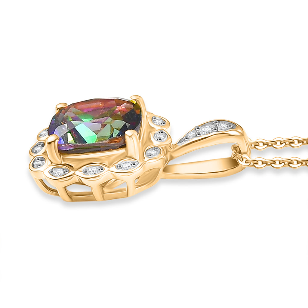 D'Joy Mystic Topaz & White Zircon Pendant with Chain (Size 20) in Yellow Gold Plated Sterling Silver 2.88 Ct._4459976_3