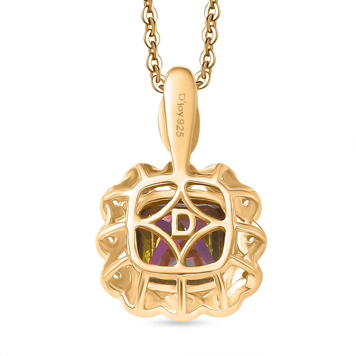 D'Joy Mystic Topaz &amp; White Zircon Pendant with Chain (Size 20) in Yellow Gold Plated Sterling Silver 2.88 Ct. 4459976 4