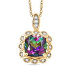 D'Joy Mystic Topaz & White Zircon Pendant with Chain (Size 20) in Yellow Gold Plated Sterling Silver 2.88 Ct._4459976