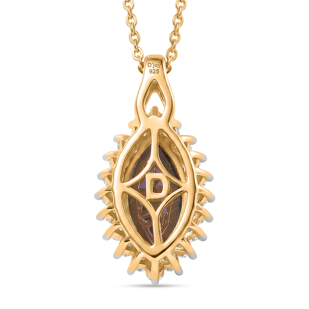 D'Joy Mystic Topaz & White Zircon Pendant with Chain (Size 20) in Yellow Gold Plated Sterling Silver 2.45 Ct._4459978_4