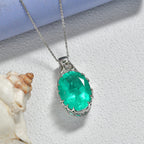 D'Joy Emeraldine Triplet Quartz & White Zircon Drop Pendant with Chain (Size 20) in Rhodium Overlay Sterling Silver 19.85 Ct._4460007_2