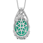 D'Joy Emeraldine Triplet Quartz & White Zircon Drop Pendant with Chain (Size 20) in Rhodium Overlay Sterling Silver 19.85 Ct._4460007_4