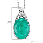 D'Joy Emeraldine Triplet Quartz & White Zircon Drop Pendant with Chain (Size 20) in Rhodium Overlay Sterling Silver 19.85 Ct._4460007_5
