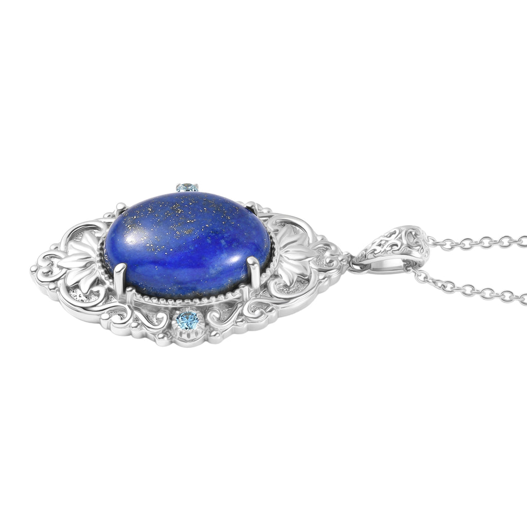 EverTrue - Lapis Lazuli & Blue Cubic Zirconia Pendant with Chain (Size 20) 17.50 Ct._4460169_3