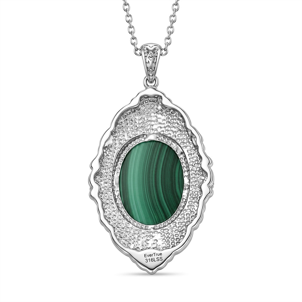 EverTrue - Malachite & Green Cubic Zirconia Pendant with Chain (Size 20) 18.20 Ct._4460173_4