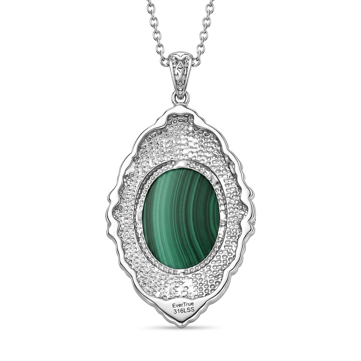 EverTrue - Malachite &amp; Green Cubic Zirconia Pendant with Chain (Size 20) 18.20 Ct. V32491316 5