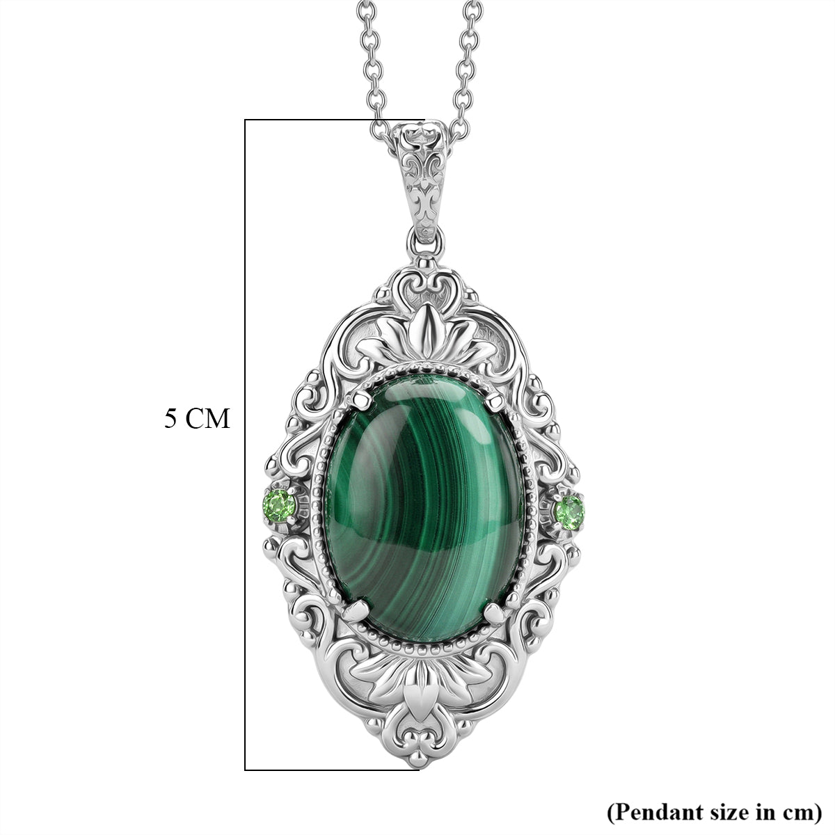 EverTrue - Malachite &amp; Green Cubic Zirconia Pendant with Chain (Size 20) 18.20 Ct. V32491316 6