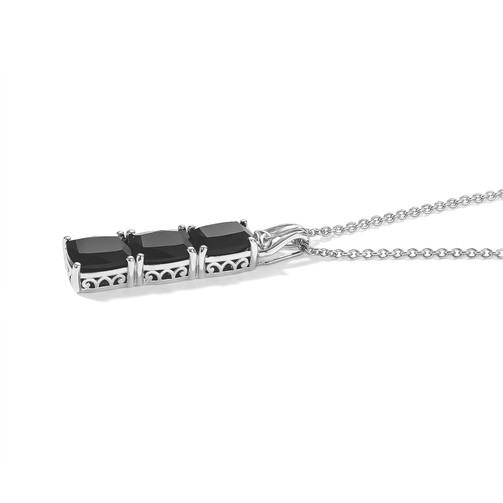 Black Spinel Pendant with Chain (Size 20) Stainless Steel  6.000  Ct._4460197_2
