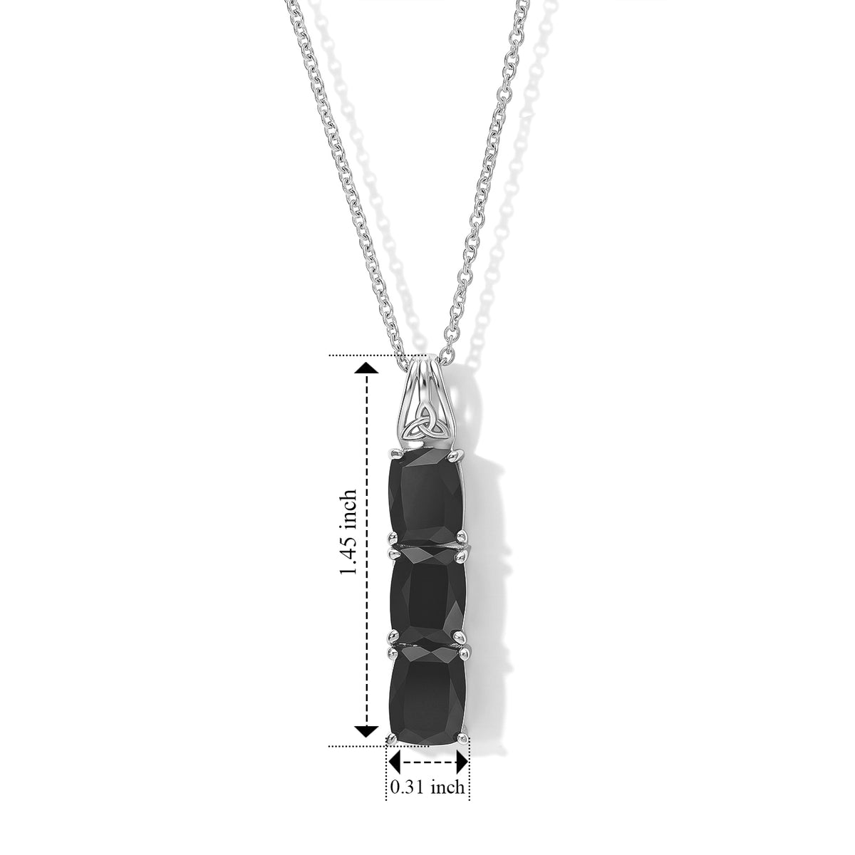 Black Spinel Pendant with Chain (Size 20) Stainless Steel  6.000  Ct. 4460197 3