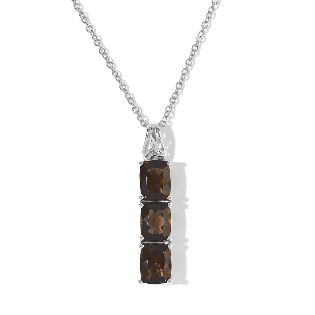 Smoky Quartz Pendant with Chain (Size 20) Stainless Steel  6.000  Ct._4460198