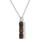 Smoky Quartz Pendant with Chain (Size 20) Stainless Steel  6.000  Ct._4460198