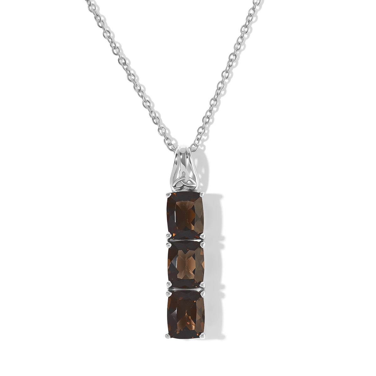Smoky Quartz Pendant with Chain (Size 20) Stainless Steel  6.000  Ct. 4460198 0