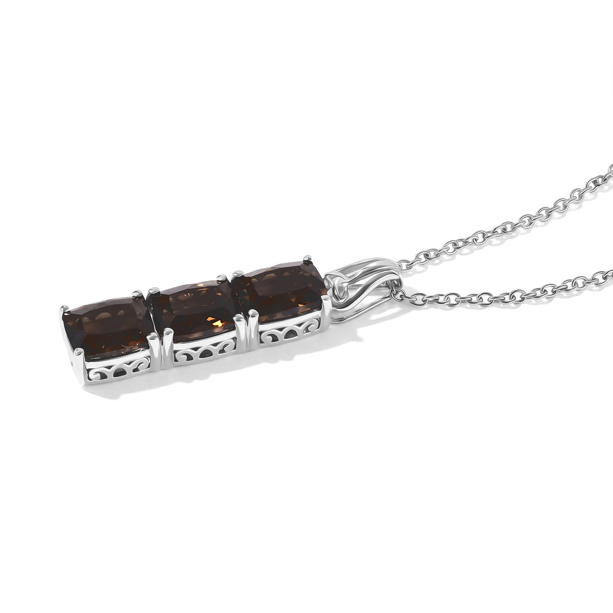 Smoky Quartz Pendant with Chain (Size 20) Stainless Steel  6.000  Ct. 4460198 2