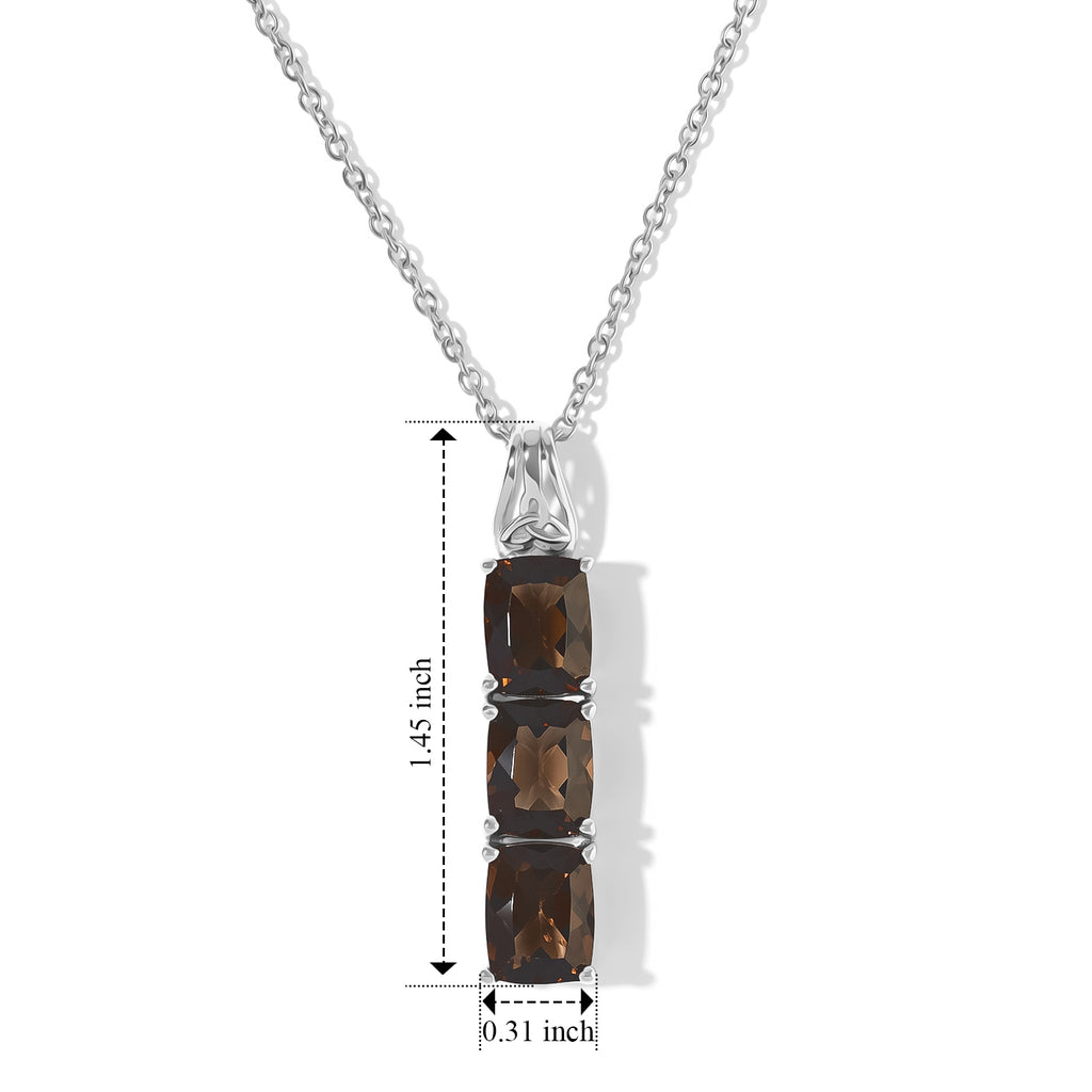 Smoky Quartz Pendant with Chain (Size 20) Stainless Steel  6.000  Ct._4460198_3