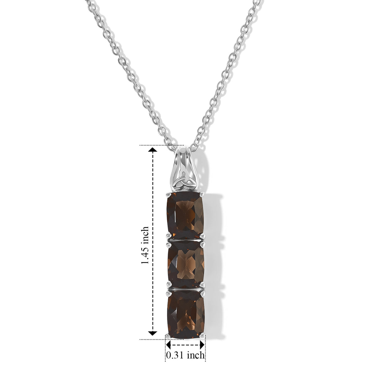 Smoky Quartz Pendant with Chain (Size 20) Stainless Steel  6.000  Ct. 4460198 3