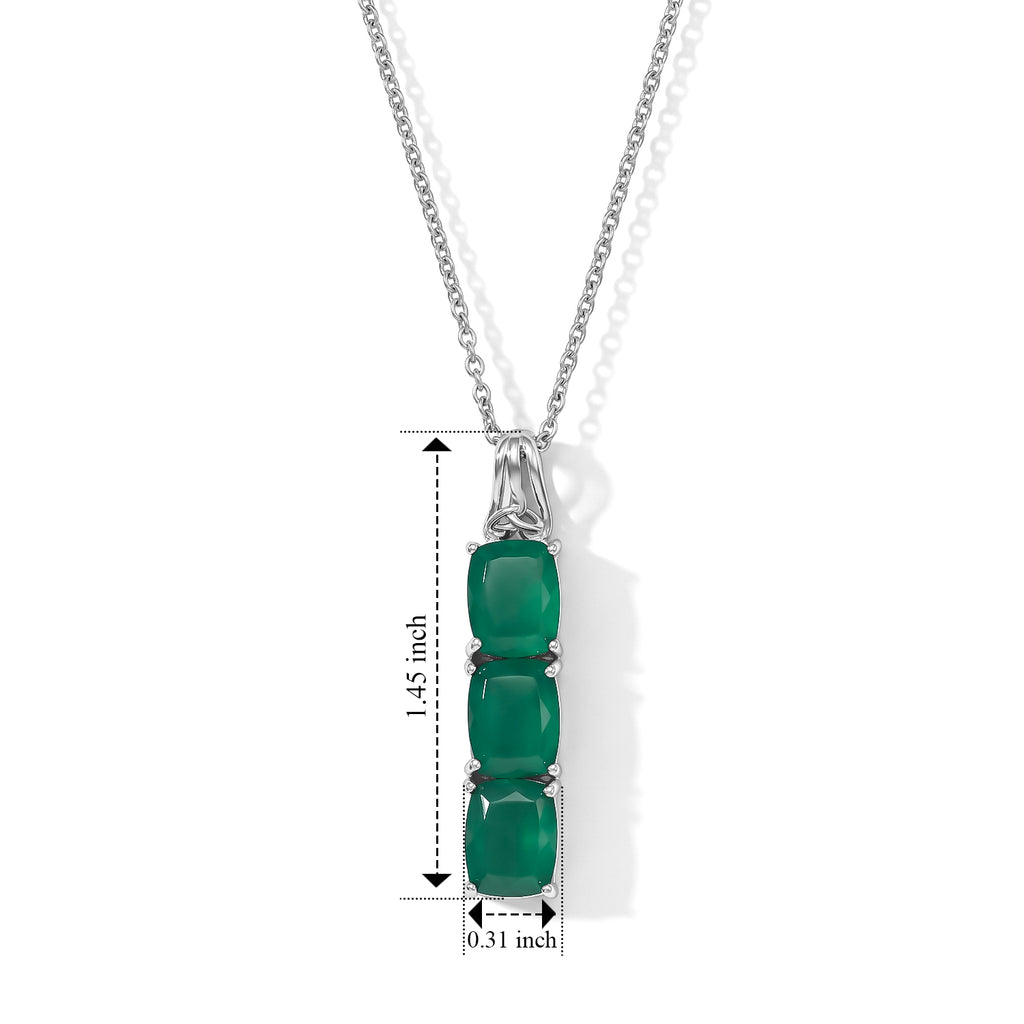 Green Onyx Pendant with Chain (Size 20) Stainless Steel  6.000  Ct._4460199_3