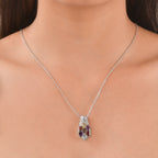 EverTrue - Skyblue Topaz, Smoky Quartz, Citrine, African Amethyst & Red Garnet Cluster Pendant with Chain (Size 20) 3.22 Ct_4460683_1