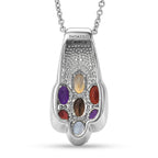 EverTrue - Skyblue Topaz, Smoky Quartz, Citrine, African Amethyst & Red Garnet Cluster Pendant with Chain (Size 20) 3.22 Ct_4460683_4