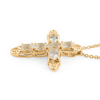Natural Golconda Diamond Topaz Cross Pendant with Chain (Size 20) in Yellow Gold Plating 3.66 Ct._4460685_3