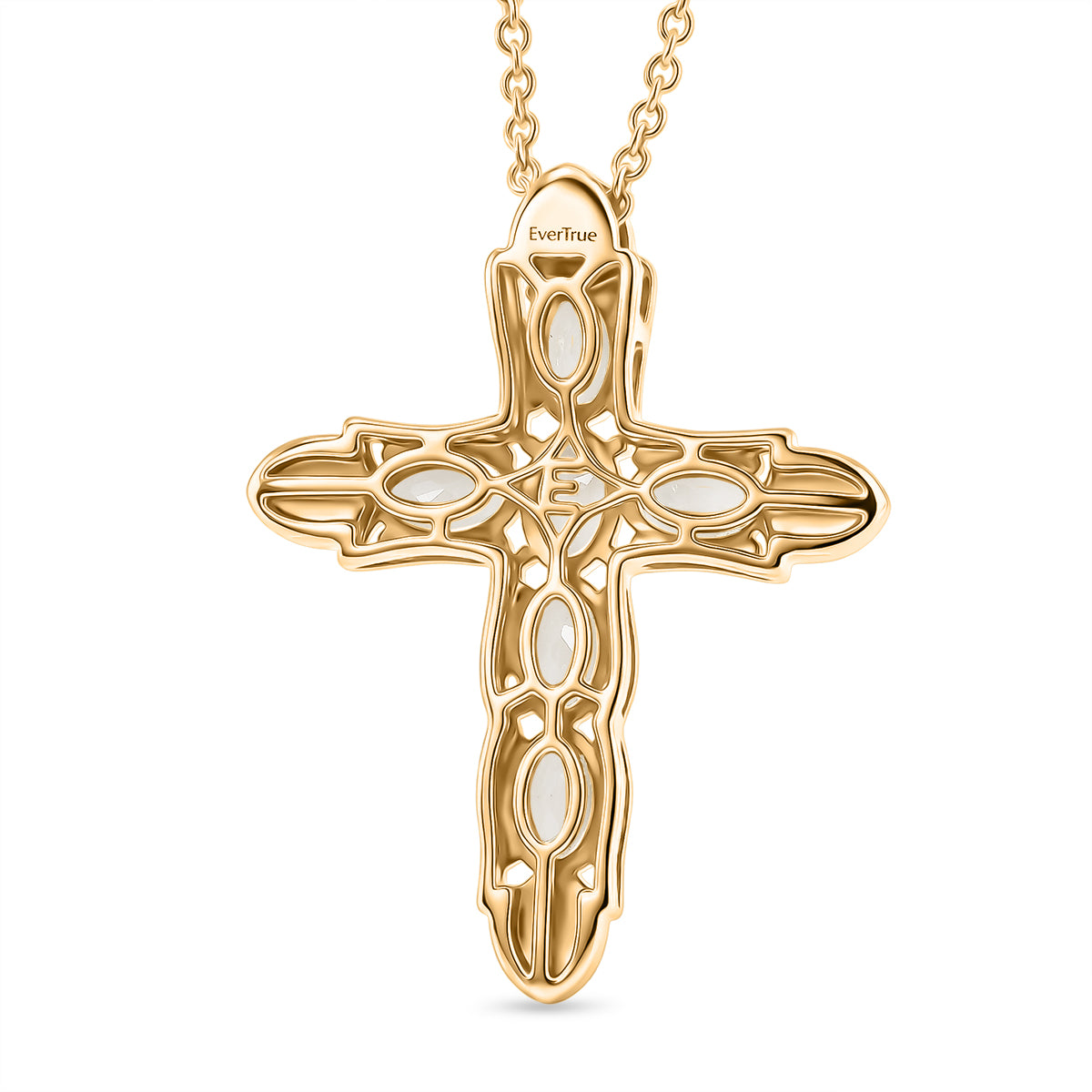 Natural Golconda Diamond Topaz Cross Pendant with Chain (Size 20) in Yellow Gold Plating 3.66 Ct. V32635891 5