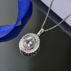 Aquamarine,  Pink Sapphire,  Moissanite Pendant with Torn Chain 19DC (Size 20) in Rhodium Overlay Sterling Silver 1.32 ct  3.820  Ct._4461484_1