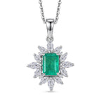 D'Joy Emeraldine Triplet Quartz & White Topaz Halo Pendant with Chain (Size 20) in Rhodium Overlay Sterling Silver 3.38 Ct_4461585