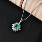 D'Joy Emeraldine Triplet Quartz & White Topaz Halo Pendant with Chain (Size 20) in Rhodium Overlay Sterling Silver 3.38 Ct_4461585_2