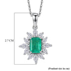 D'Joy Emeraldine Triplet Quartz & White Topaz Halo Pendant with Chain (Size 20) in Rhodium Overlay Sterling Silver 3.38 Ct_4461585_8
