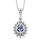 Tanzanite & SI-G/H Lab Grown Diamond Pear Cut Halo Pendant with Chain (Size 20) in Rhodium Overlay Sterling Silver 1.54 Ct._4462452_4