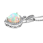 10K White Gold,  Ethiopian Opal,  Lab Grown Diamond Pendant with Chain (Size 20) 2.77ct  Gold Wt. 3.55 Gms  2.770  Ct._4462467_3