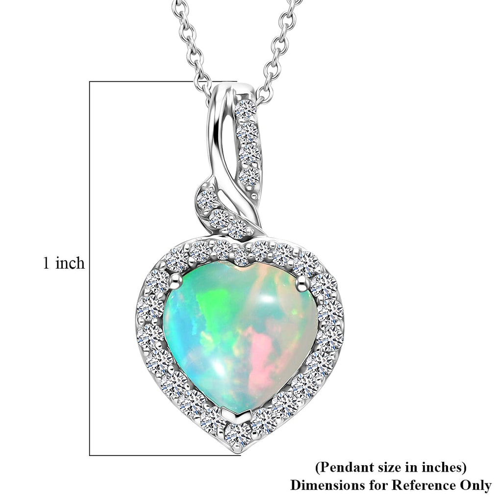 10K White Gold,  Ethiopian Opal,  Lab Grown Diamond Pendant with Chain (Size 20) 2.77ct  Gold Wt. 3.55 Gms  2.770  Ct._4462467_5