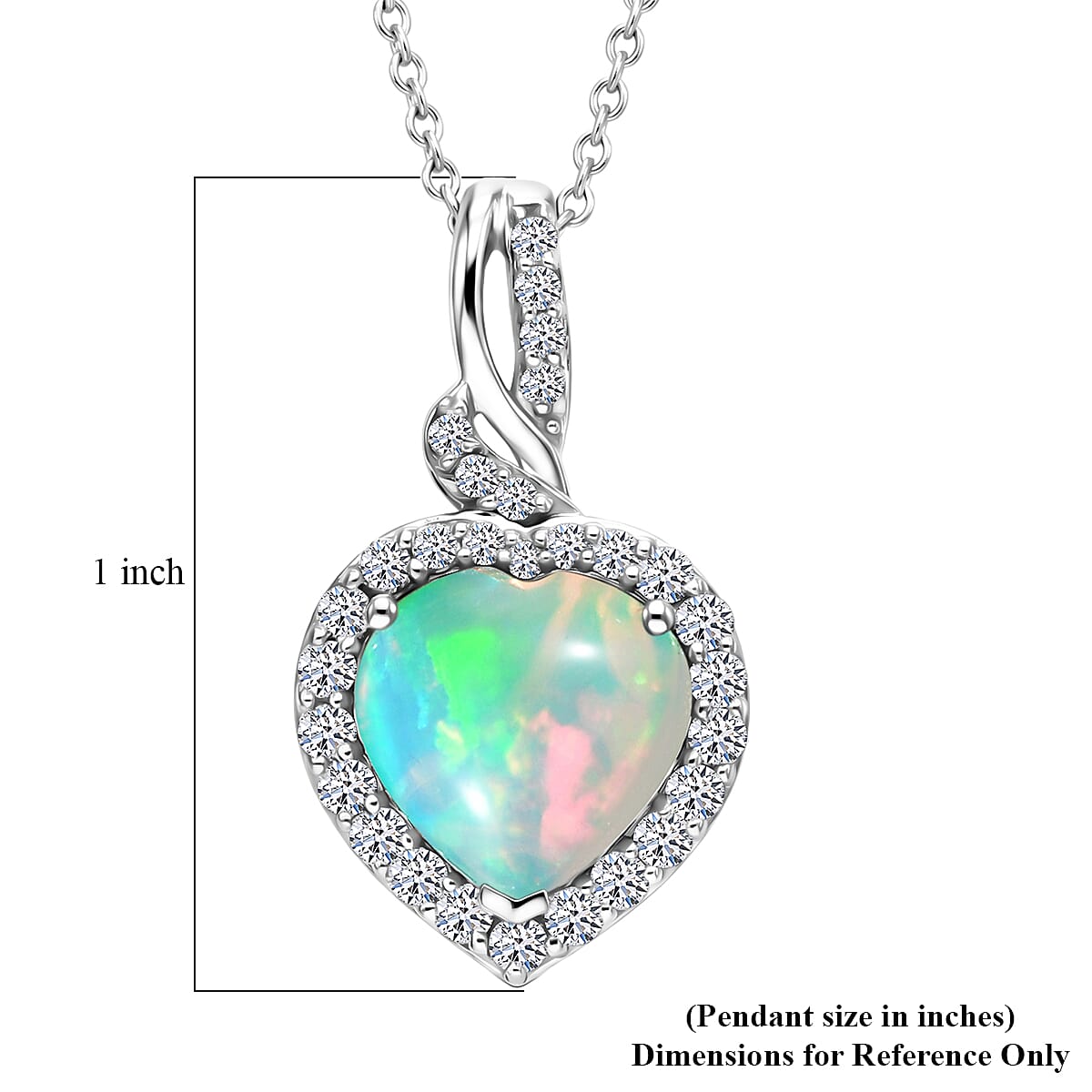 Certified and Appraised  Ethiopian Opal,  Lab Grown Diamond Pendant with Chain (Size 20) in 10K White Gold,  Gold Wt. 3.55 Gms  2.770  Ct. 4462467 5