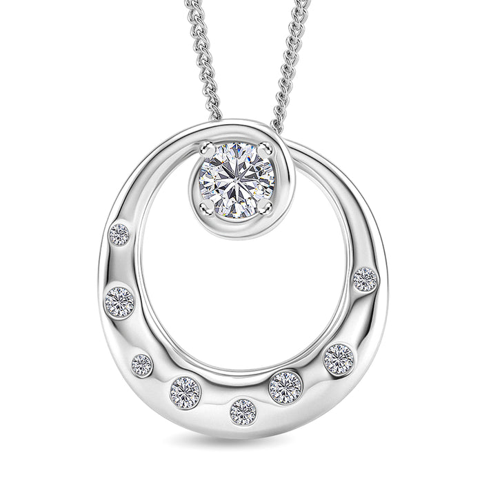 D'Joy GRA Certified Moissanite D-VVS1 Solitaire Spiral Pendant with Chain (Size 18) in Rhodium Overlay Sterling Silver V32621264 1