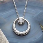 D'Joy GRA Certified Moissanite D-VVS1 Solitaire Spiral Pendant with Chain (Size 18) in Rhodium Overlay Sterling Silver_4462531_2