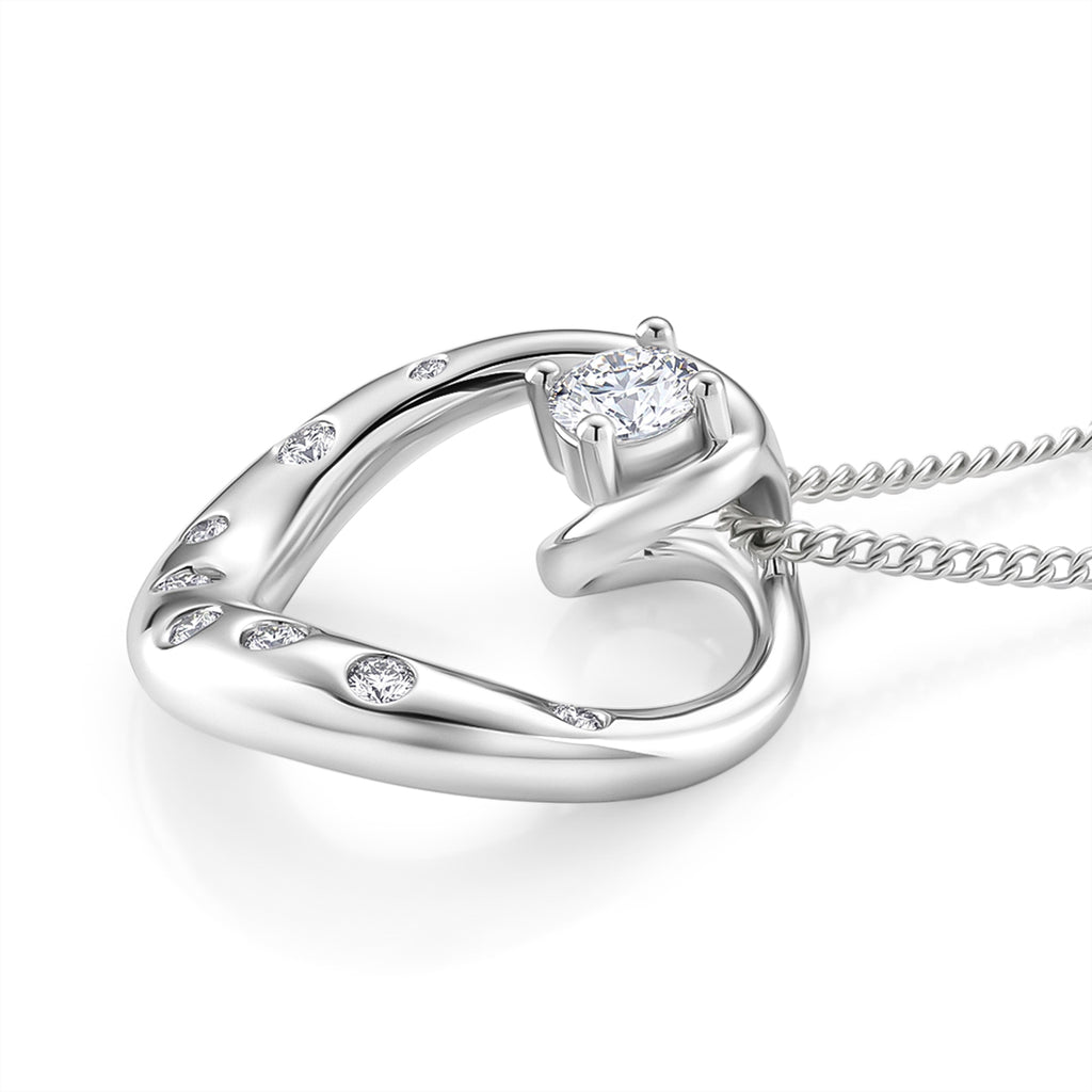 D'Joy GRA Certified Moissanite D-VVS1 Solitaire Spiral Pendant with Chain (Size 18) in Rhodium Overlay Sterling Silver_4462531_3